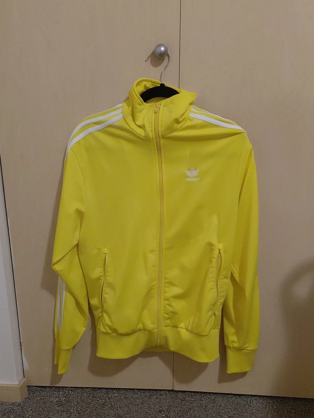 adidas Yellow Track Windbreaker with White Stripes